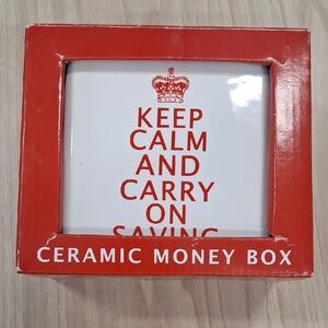 Red and White Ceramic Money Box
